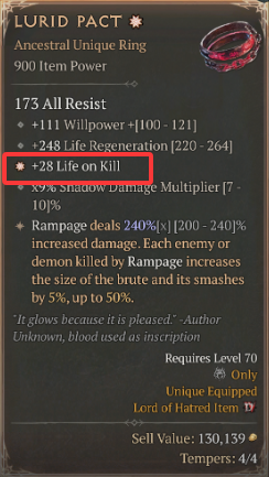 diablo 4 life on kill affix